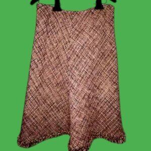 Casual Corner ❤️Boucle Midi Skirt Size 8 Colorful Fringe Lined Tweed VTG❤️